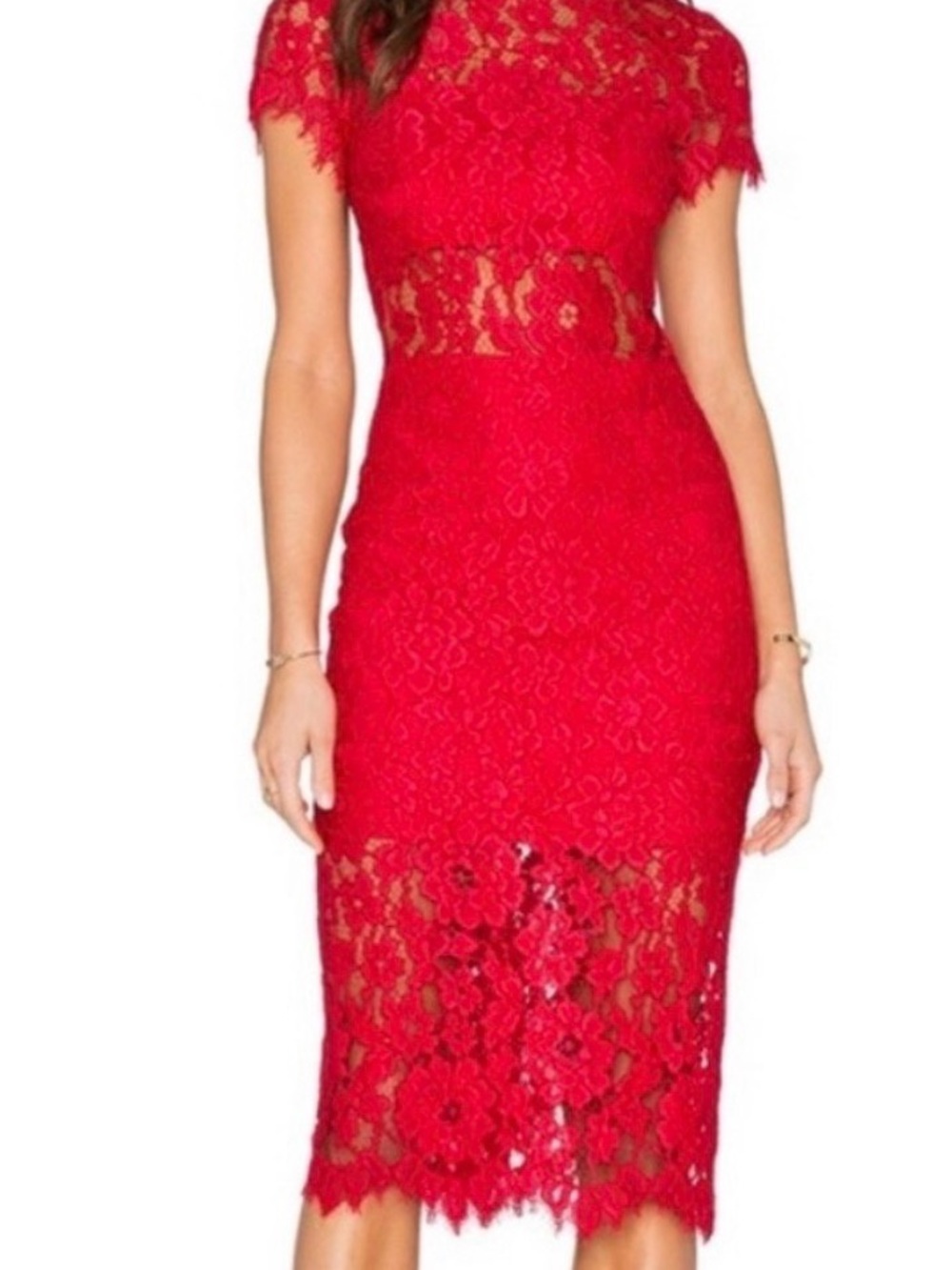 Alexis Leona Red Lace Midi Dress